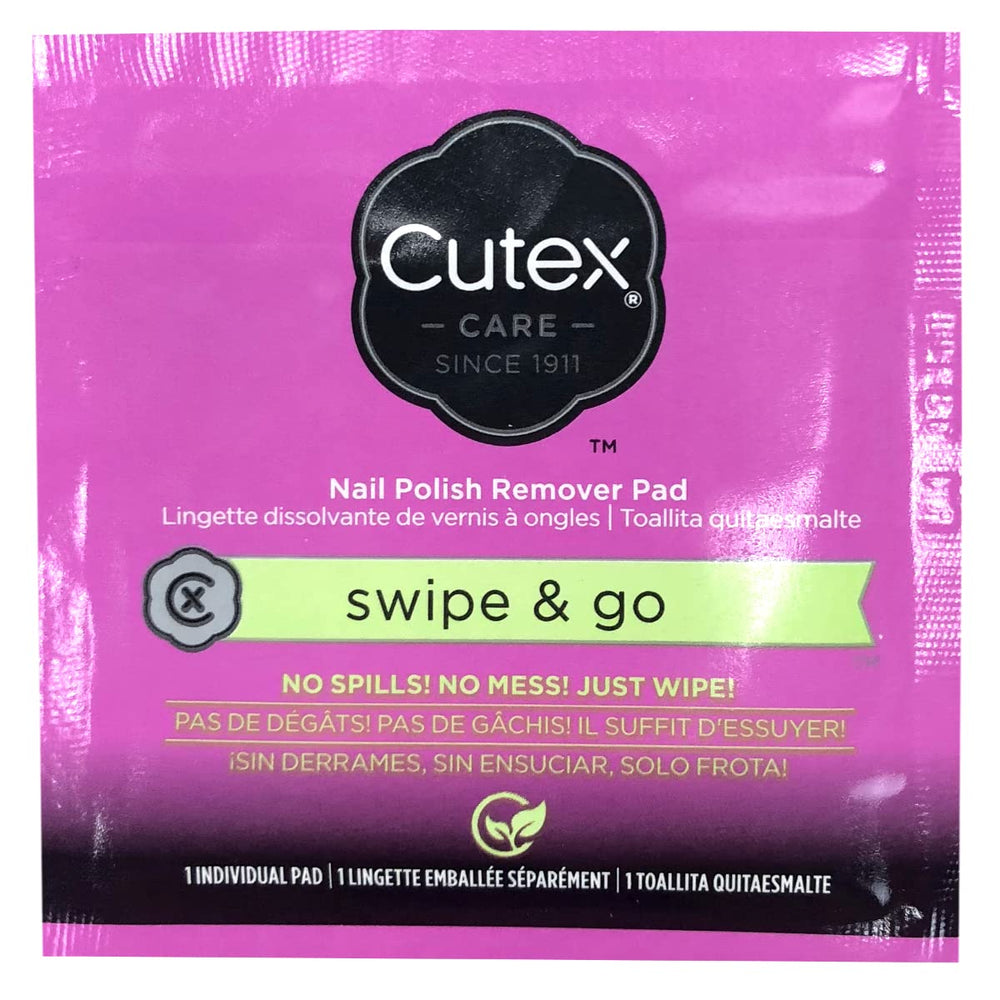 Cutex Swipe and Go remover pad with sweet almond oil conditions cuticles.