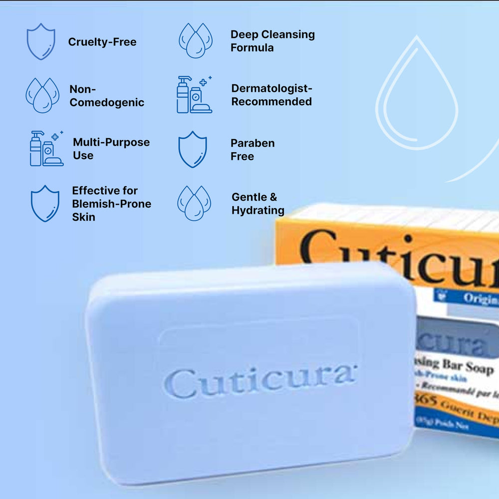Cuticura gentle non-drying formula cleanses without stripping moisture.