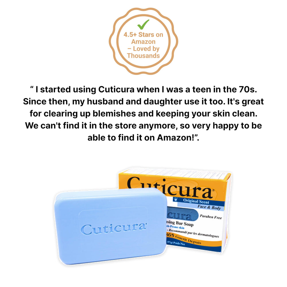 Cuticura non-comedogenic skin bar supports clear pores during cleansing.