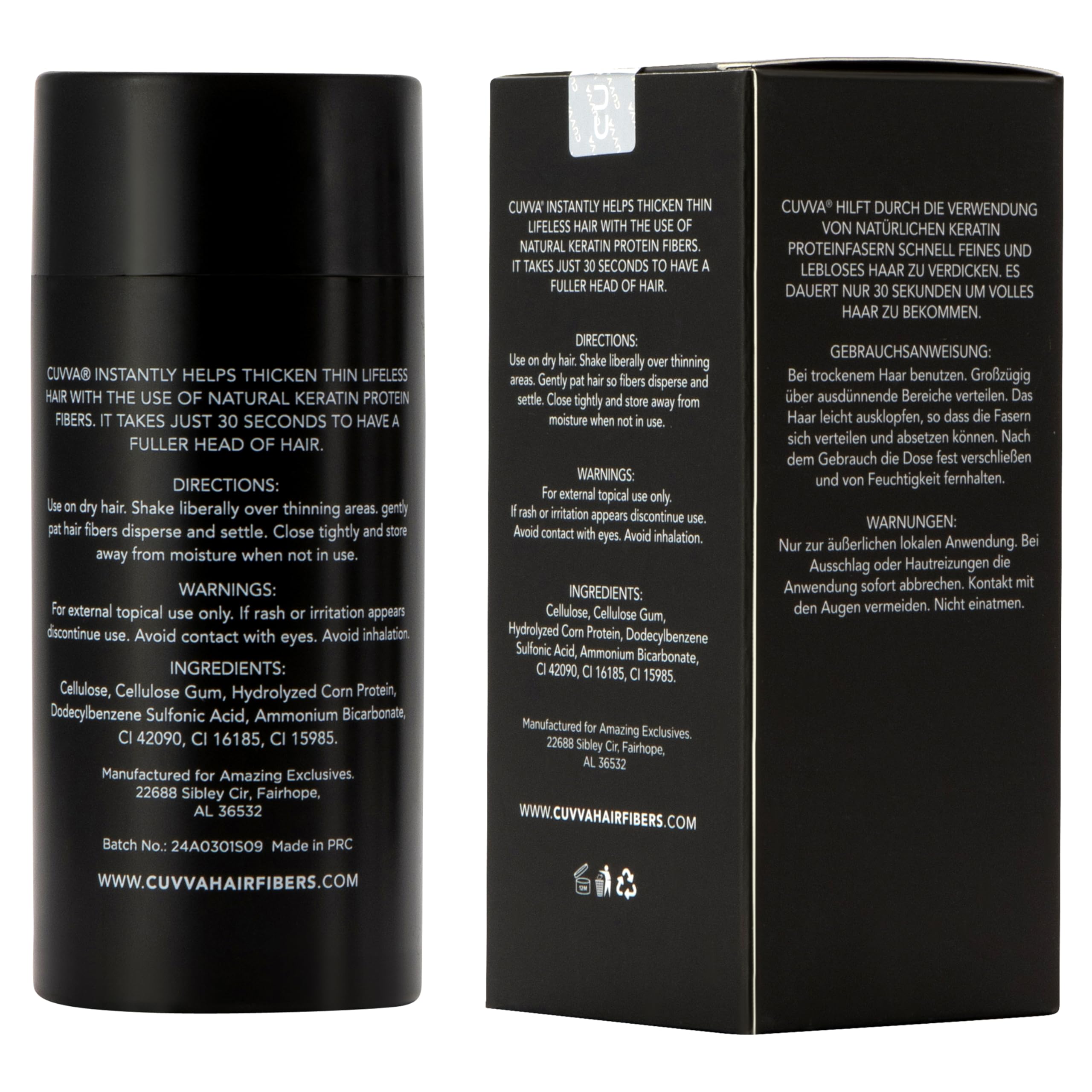 CUVVA Hair Building Fibers applied on thinning area for instant coverage and confidence.