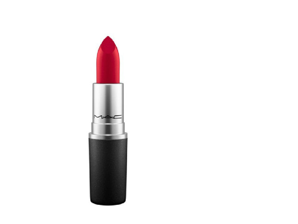 Cyber Scents Ruby Woo retro matte lipstick swatch on lips for bold color