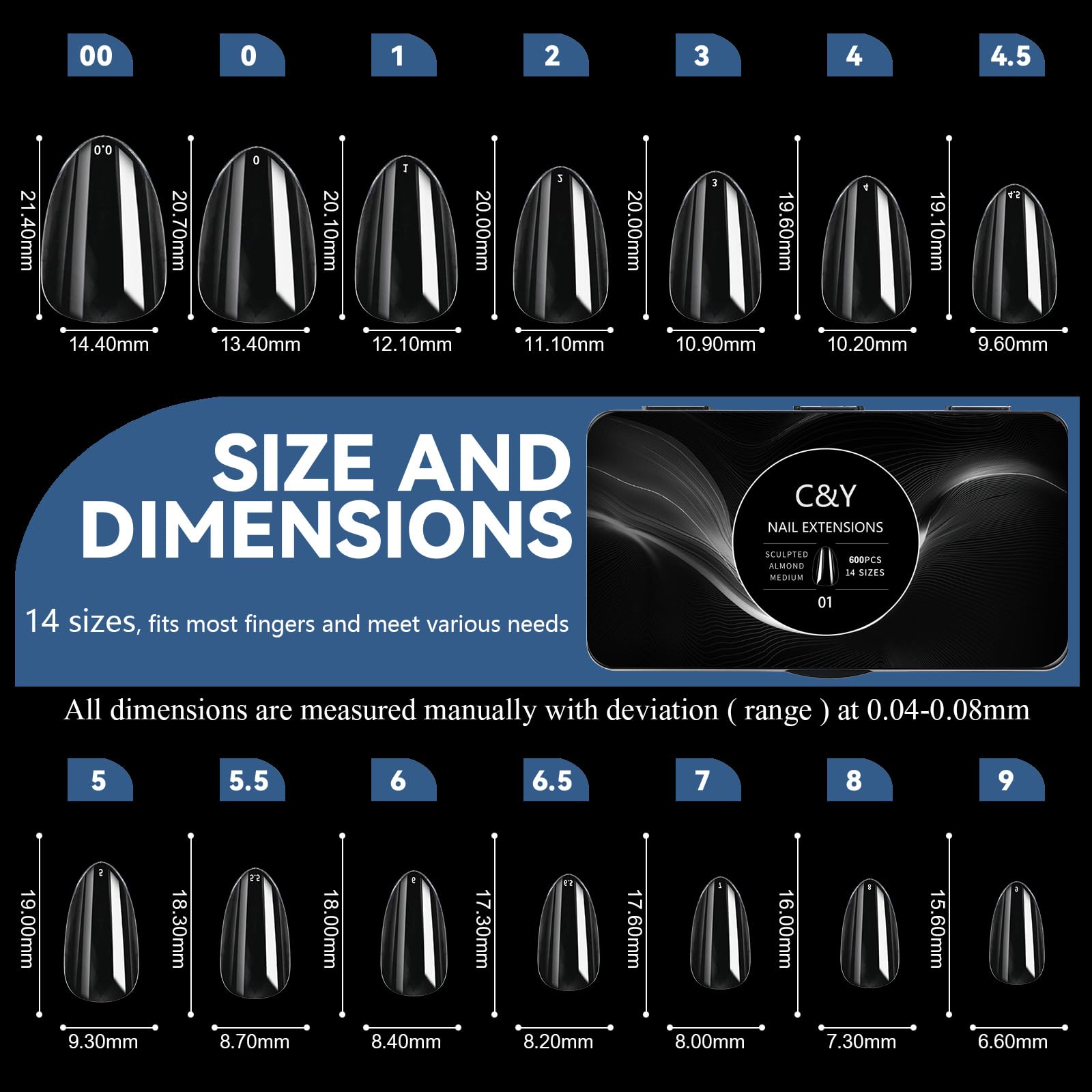 Pre-shaped almond tip design from Cycullinyt saves filing time
