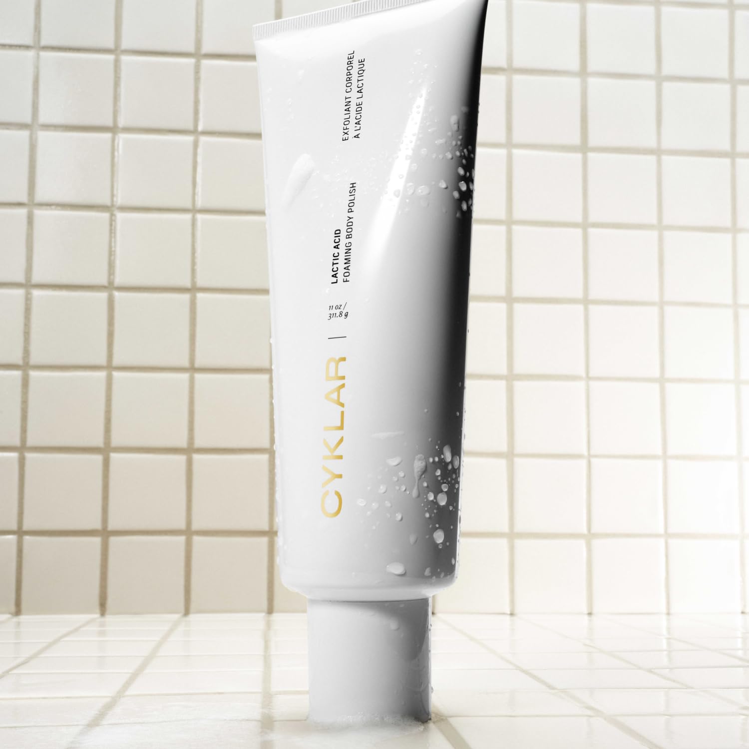 CYKLAR Lactic Acid Body Polish result: smoother skin texture closeup.