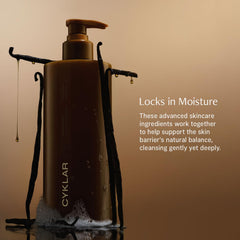 CYKLAR Vanilla Verve bottle highlighting Multi-Oil Complex and Sodium PCA ingredients