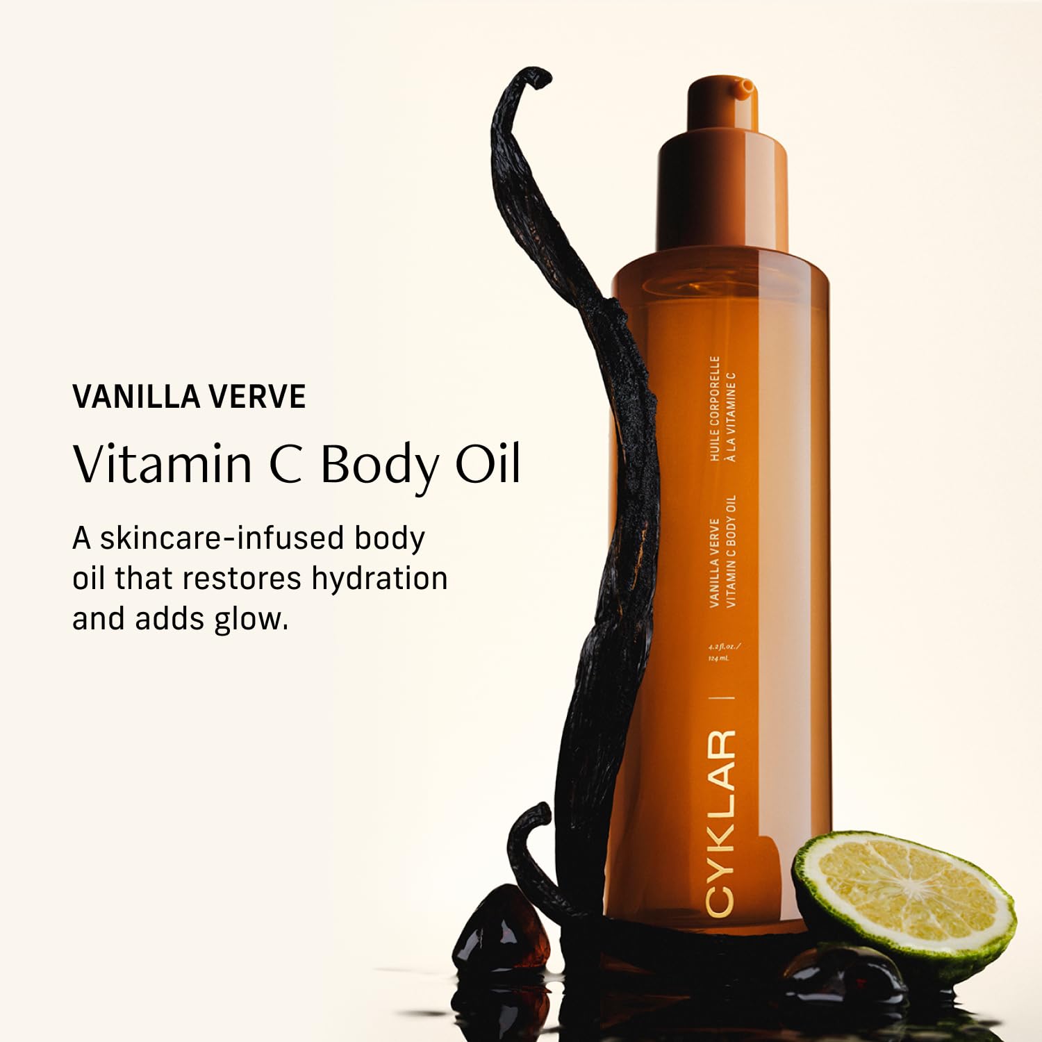 CYKLAR Vitamin C Body Oil applied on arm shows quick absorption.