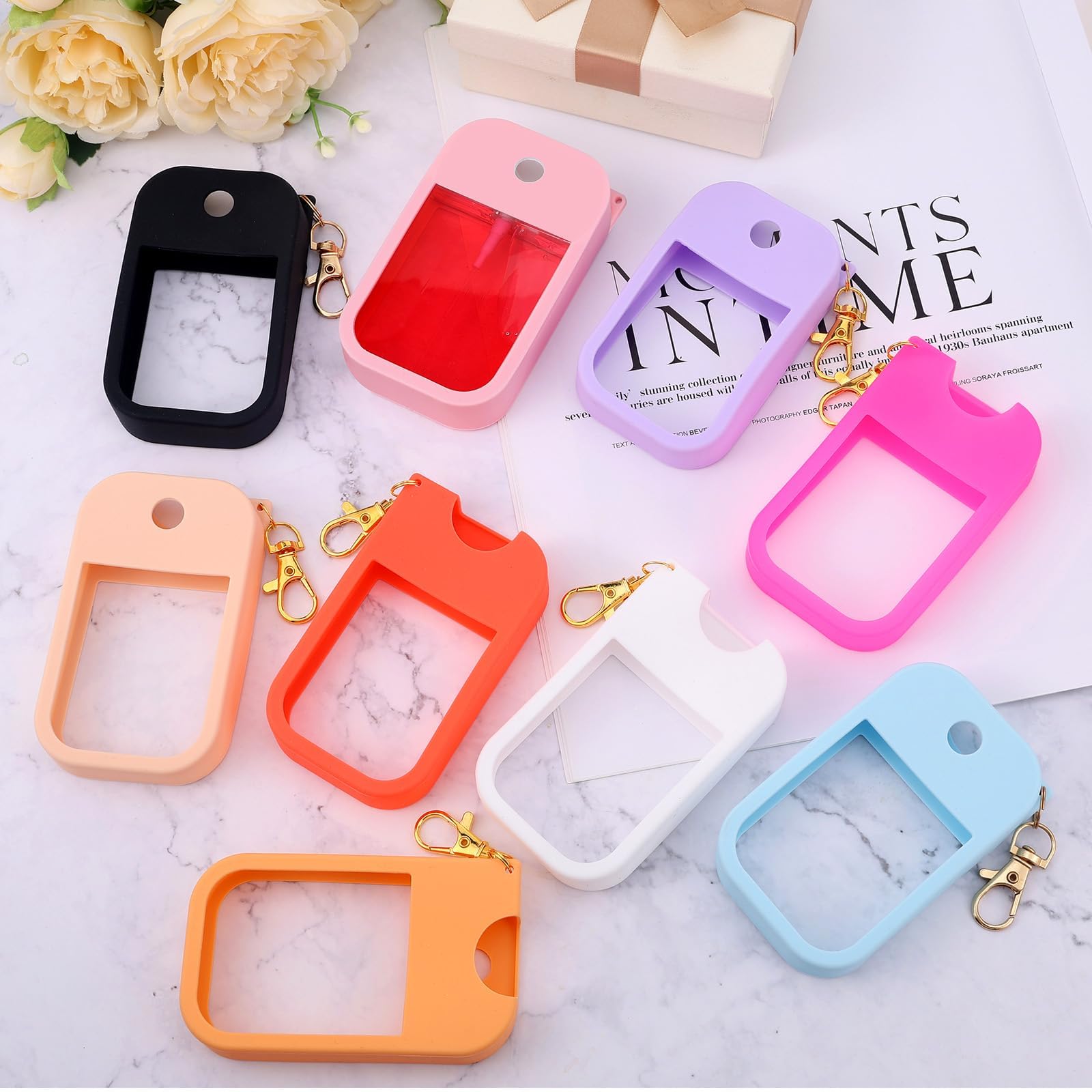 Czlotyh 360° swivel keychain keeps sanitizer within reach.