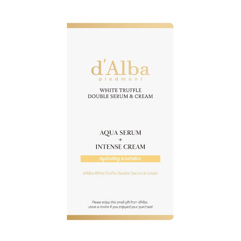 d'Alba vegan-certified dual-formulation packaging emphasizing clean skincare