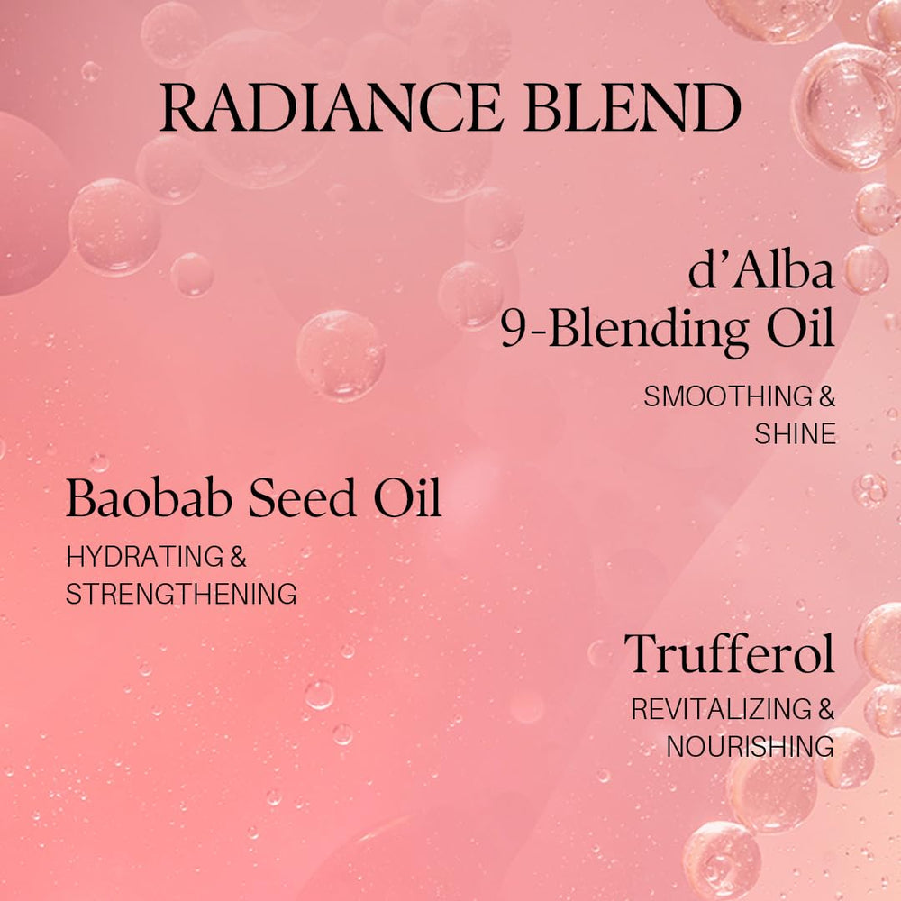 d'alba Piedmont hair shows a glossy finish after serum use