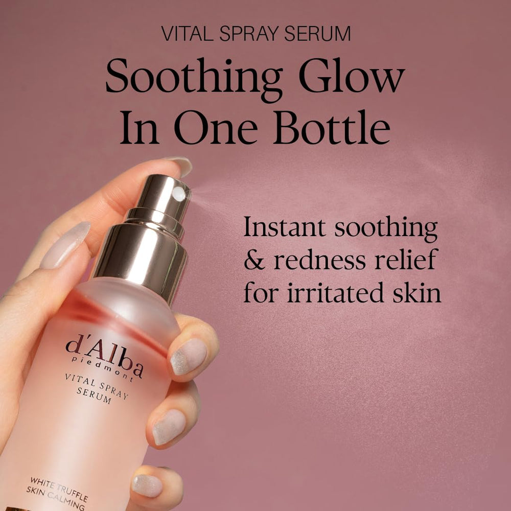 Serum being sprayed on face to show toner-like refreshing use