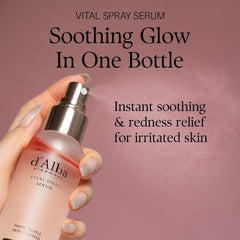 Serum being sprayed on face to show toner-like refreshing use