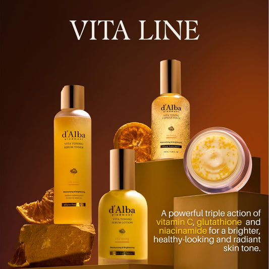 d'alba Piedmont Vita Toning Capsule Cream capsules inside jar for fast nutrient delivery