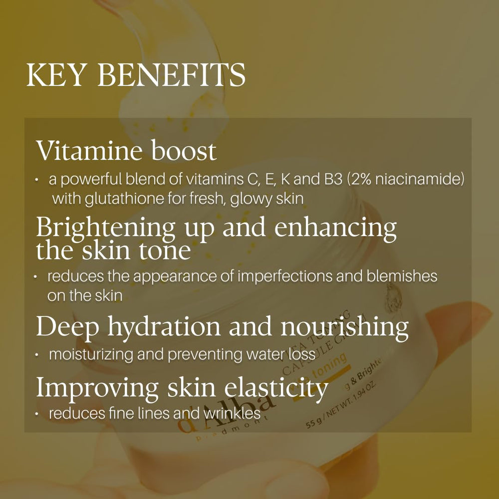 d'alba Piedmont Vita Toning Capsule Cream swirl texture shows lightweight hydration