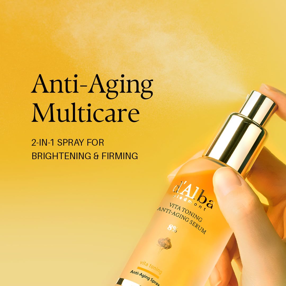d'alba Piedmont Vita Toning Spray application demonstrates easy spritz.