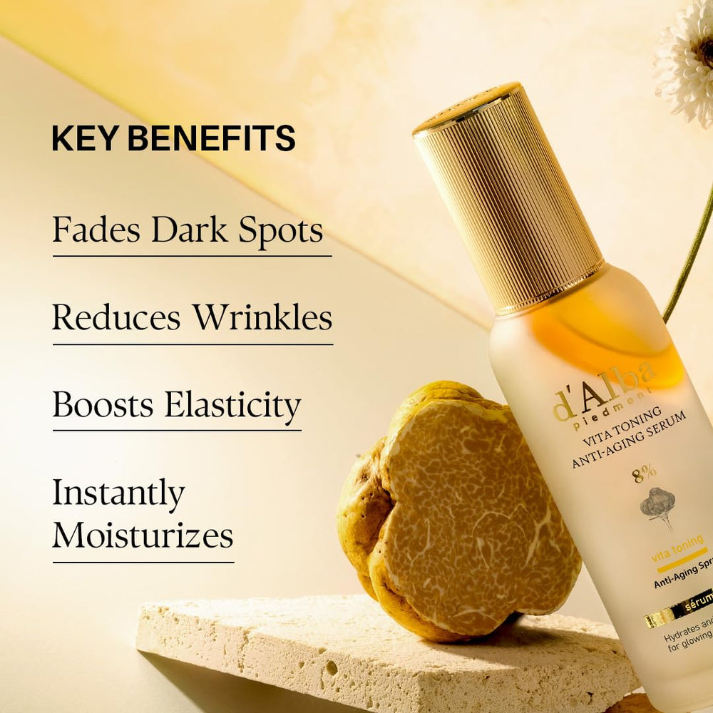 d'alba Piedmont Vita Toning Spray on-table image highlights premium packaging.