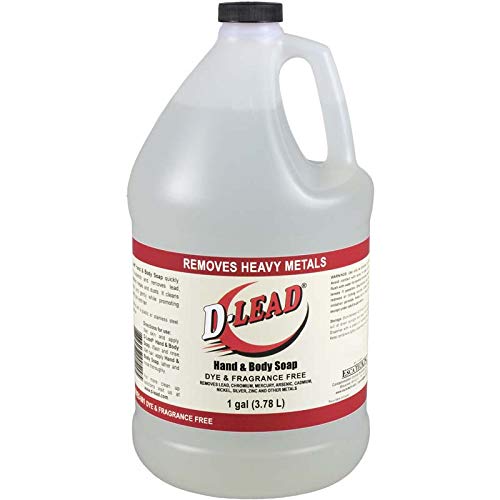 D-Lead hand and body soap in 1 gallon bottle, dye- and fragrance-free for gentle cleansing with grease removal