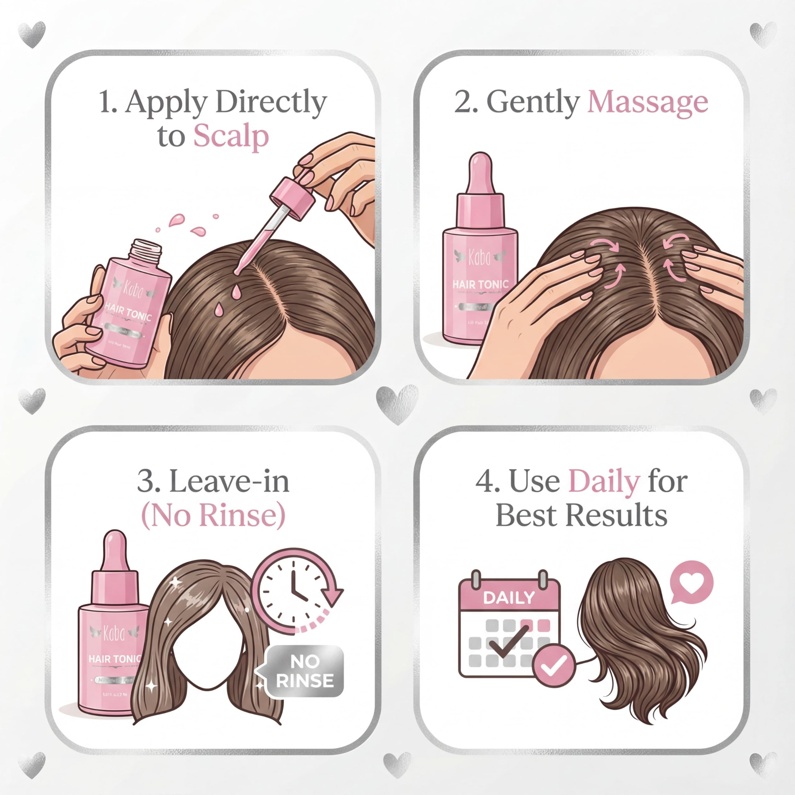 Silky texture on hair roots with non-greasy finish.