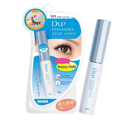 D-UP Clear Eyelash Glue bottle demonstrates transparent finish for a natural lash line.