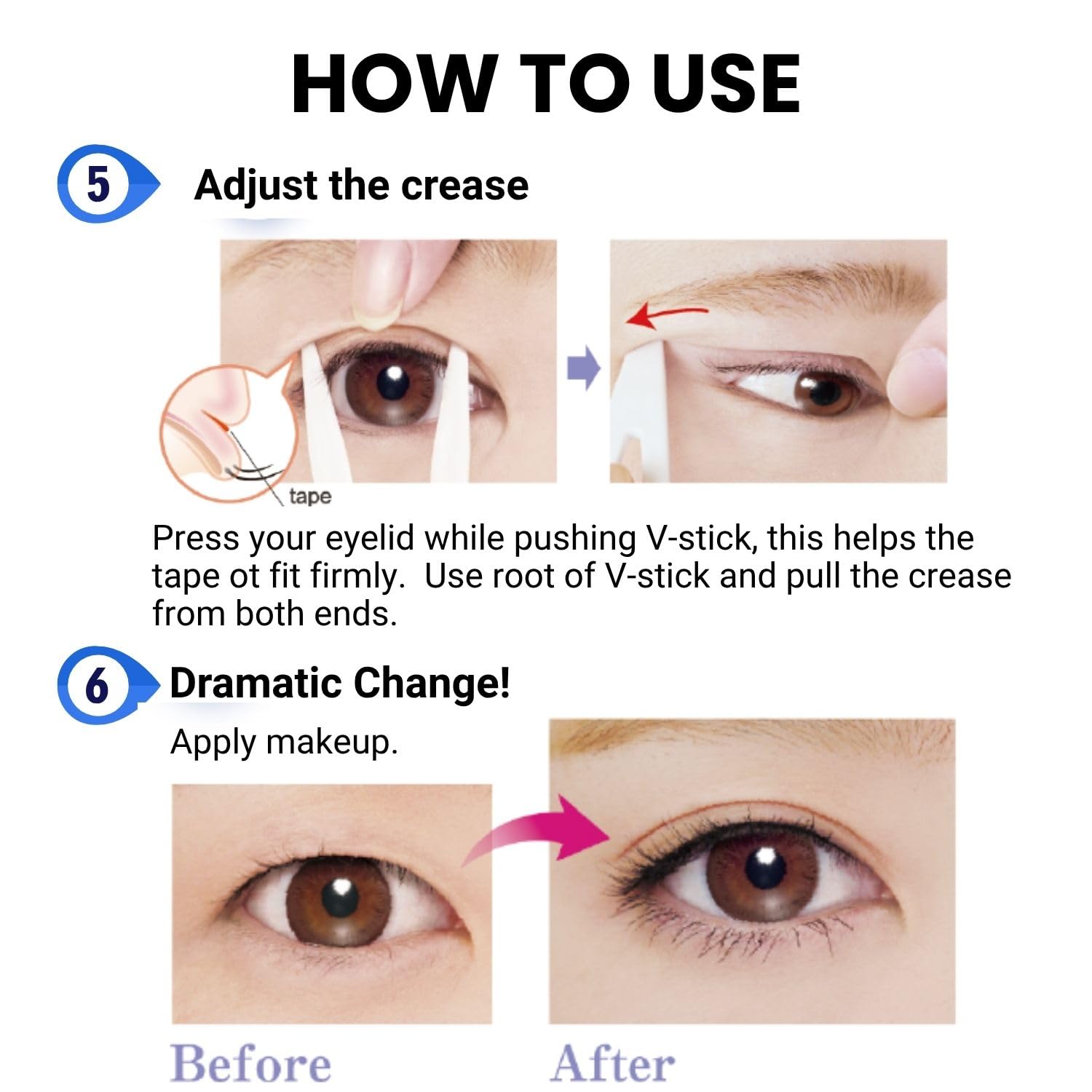 D-UP Eyelid lifter strips work under makeup for smooth, defined lines.