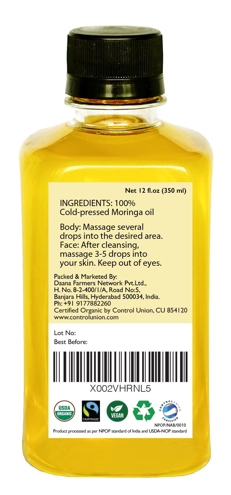 DAANA Moringa Oil for body moisture and radiant skin.