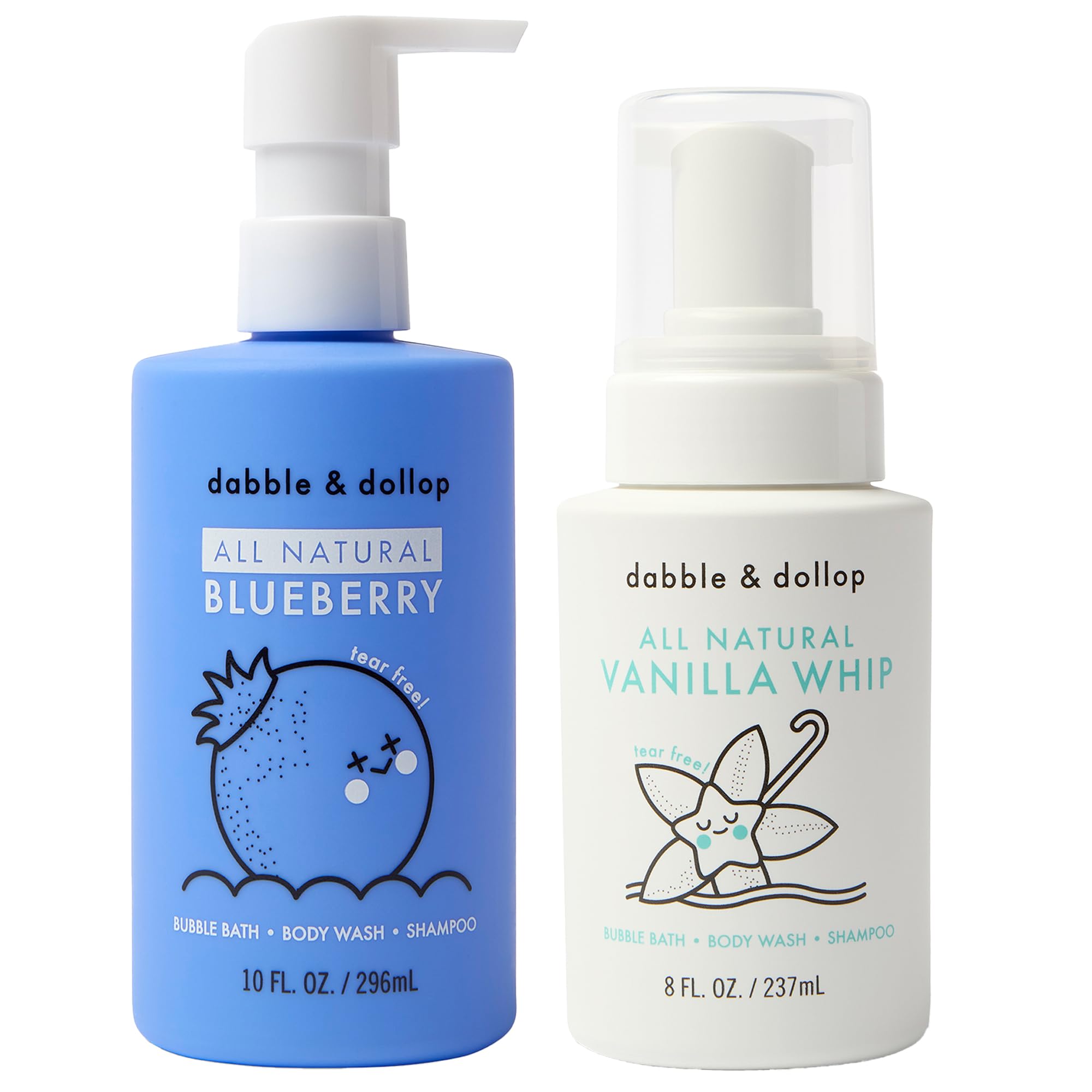 Dabble & Dollop Blueberry Bath Gel creates a rich, gentle lather for kids.