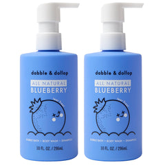 Dabble & Dollop Blueberry Gel bottle front, gentle 3-in-1 cleanser for kids