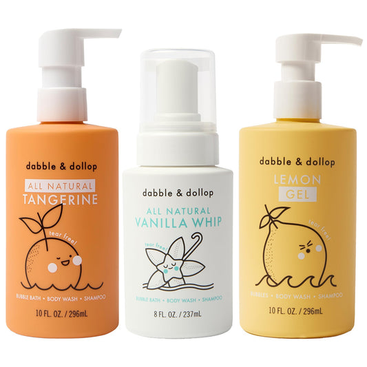Dabble & Dollop Citrus Kiss Bundle bottle display with fresh citrus scent.