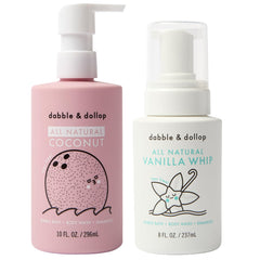 Dabble & Dollop coconut bath gel bottle with pump for gentle bubbles
