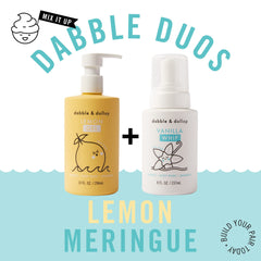 Plant derived ingredients label on Dabble and Dollop bottle