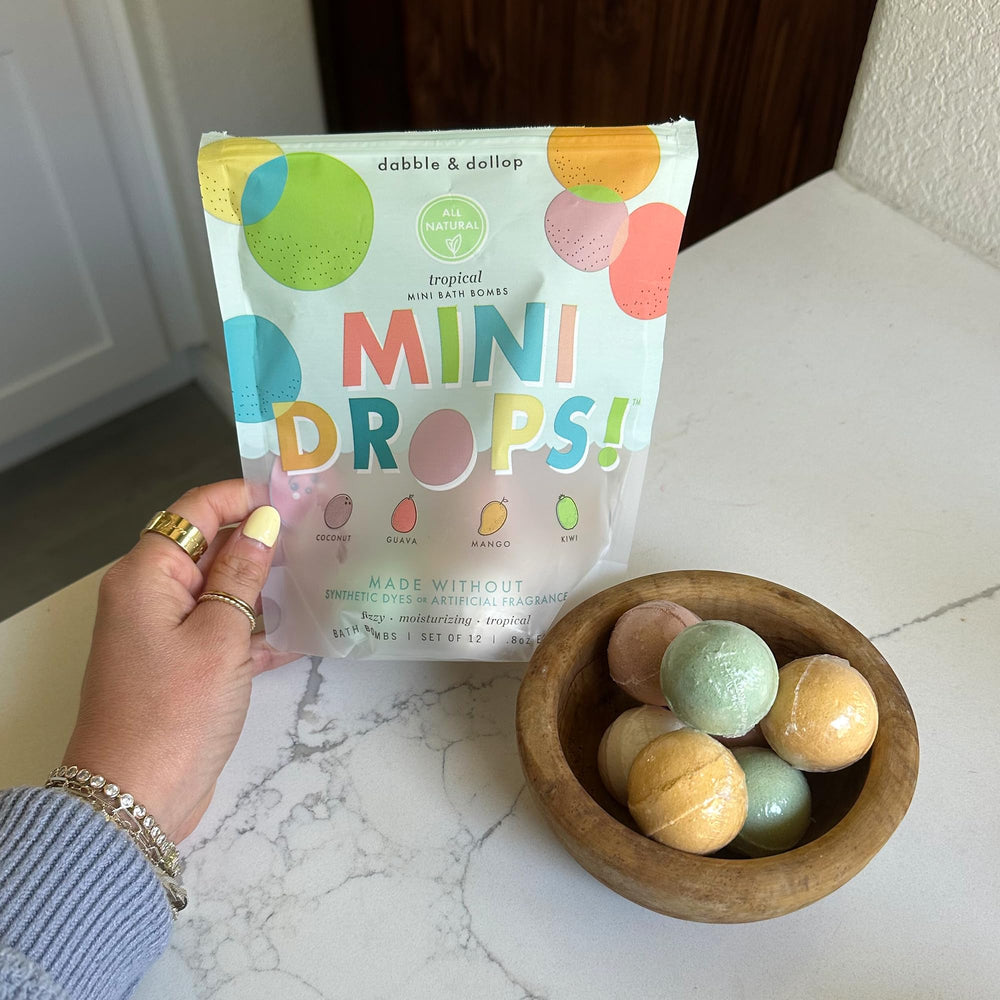 Dabble and Dollop mango scent mini bath bomb ready to fizz