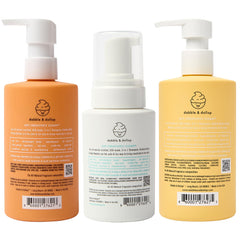 Smiling child after bath with Citrus Kiss fragrance.