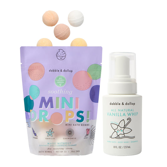 Dabble & Dollop soothing bath bombs fizzing for a calming bath