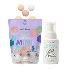 Dabble & Dollop soothing bath bombs fizzing for a calming bath