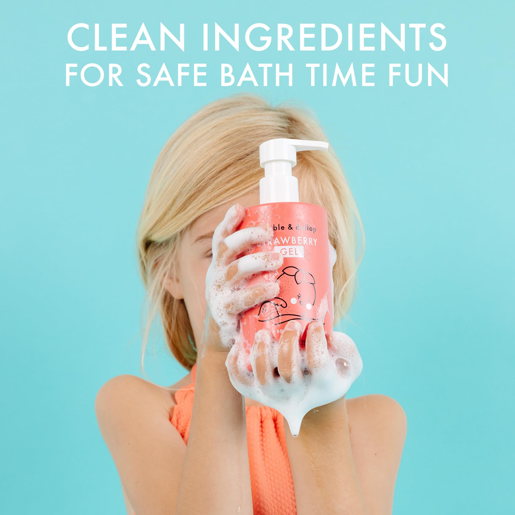 Bubbles in tub from Dabble & Dollop strawberry 3-in-1 for playful bath time.