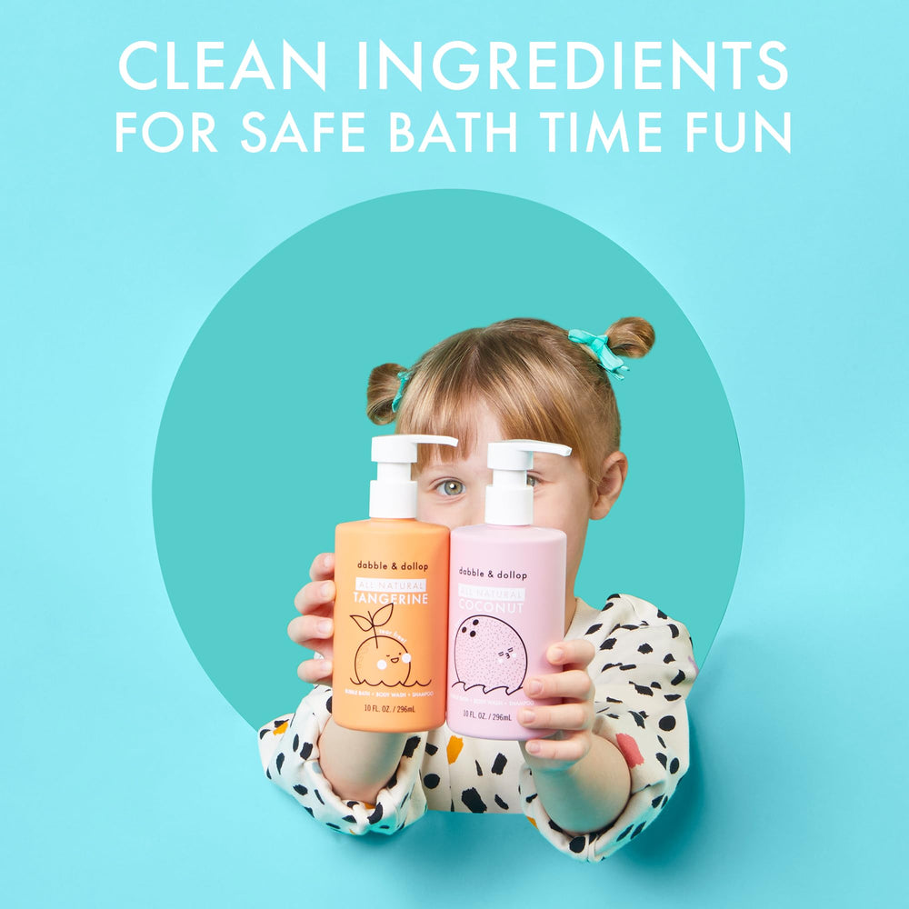 Front label view highlights kid-friendly tear-free formula for sensitive skin