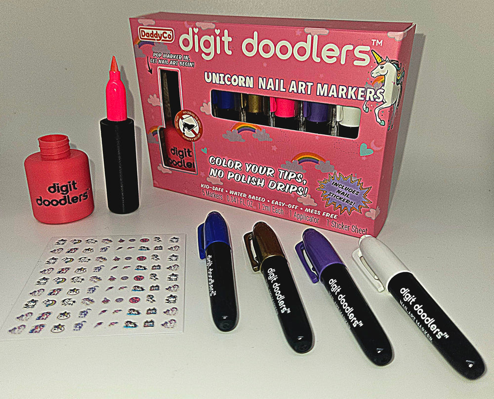 DaddyCo Nail Stickers included for quick decorative accents during play.