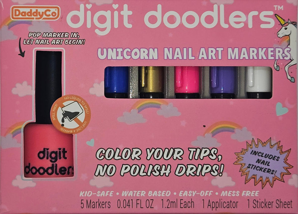 DaddyCo Unicorn Nail Markers provide safe, mess-free coloring for kids.