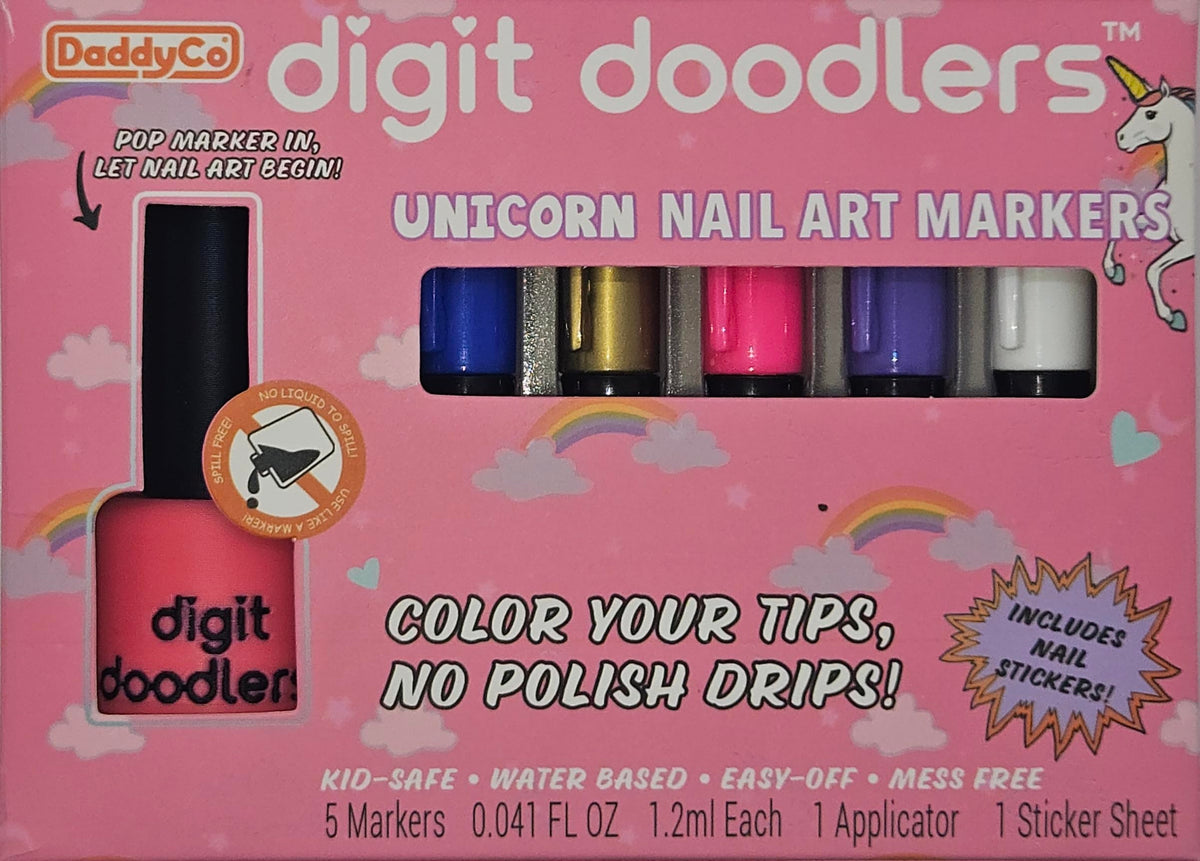 DaddyCo Unicorn Nail Markers provide safe, mess-free coloring for kids.