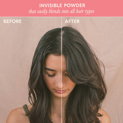 DAE Fairy Duster powder being applied to roots for oil absorption