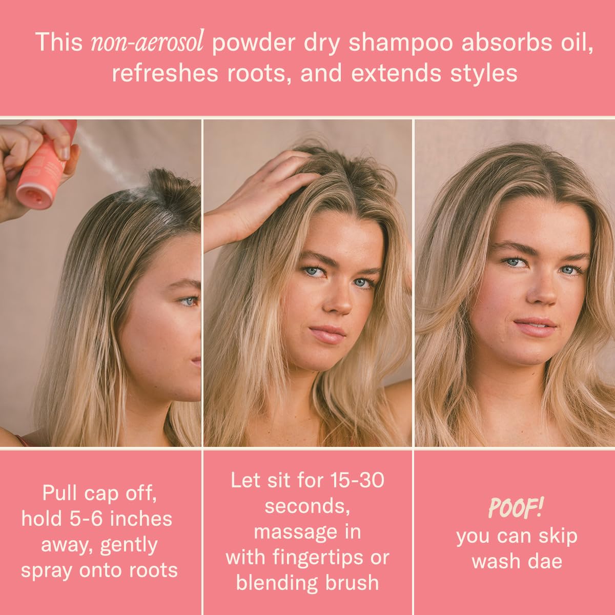 DAE Fairy Duster applied to hair roots for quick refresh