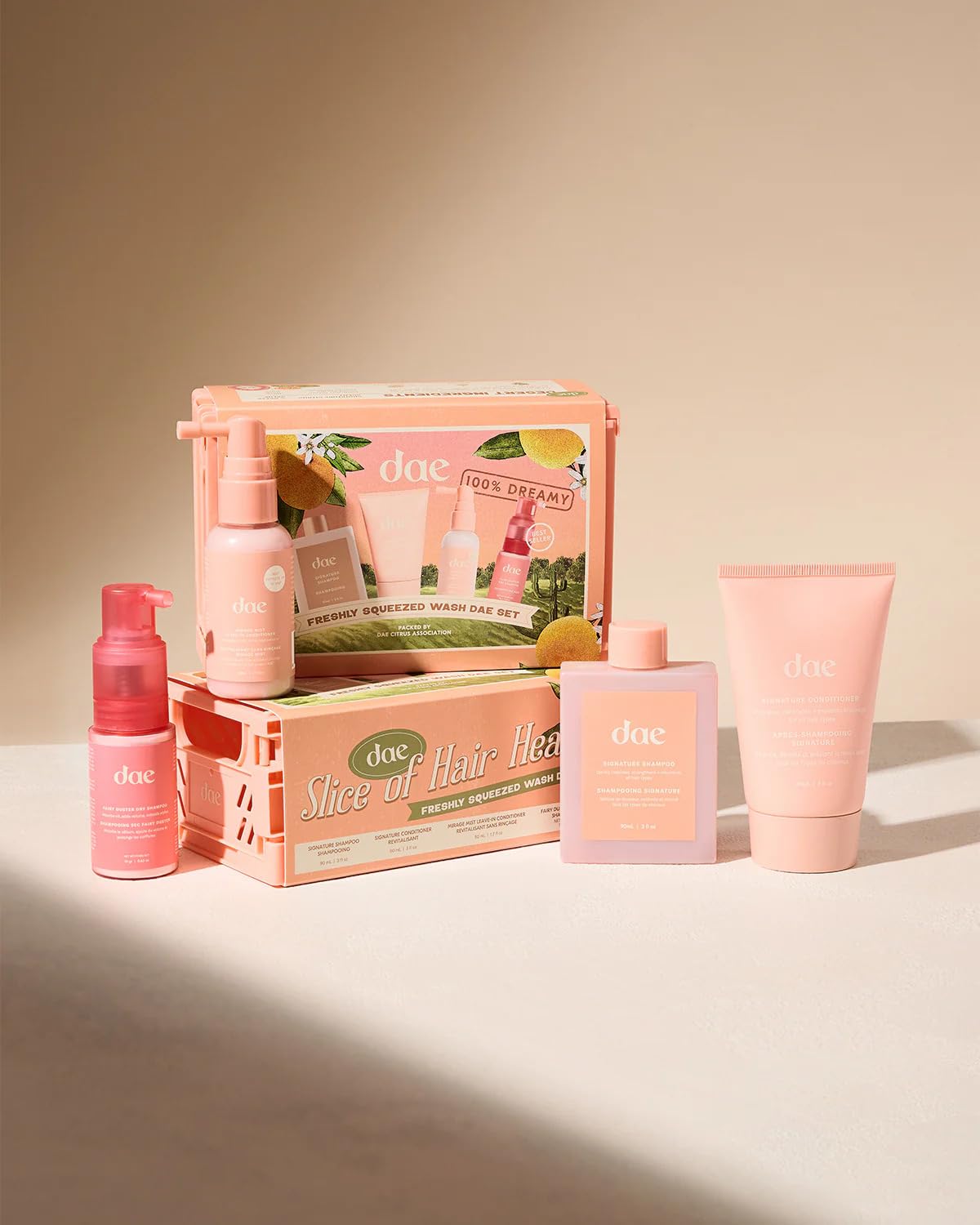 DAE Freshly Squeezed Wash Set bottle closeup for a refreshing daily cleanse.