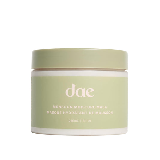 DAE Monsoon Moisture Mask bottle front emphasizes intense hydration for dry hair.