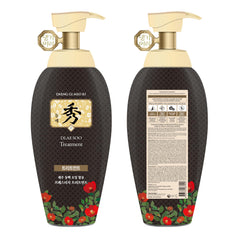 Sleek hair after using Daeng Gi Meo Ri Dlaesoo Set, lightweight conditioning and shine.