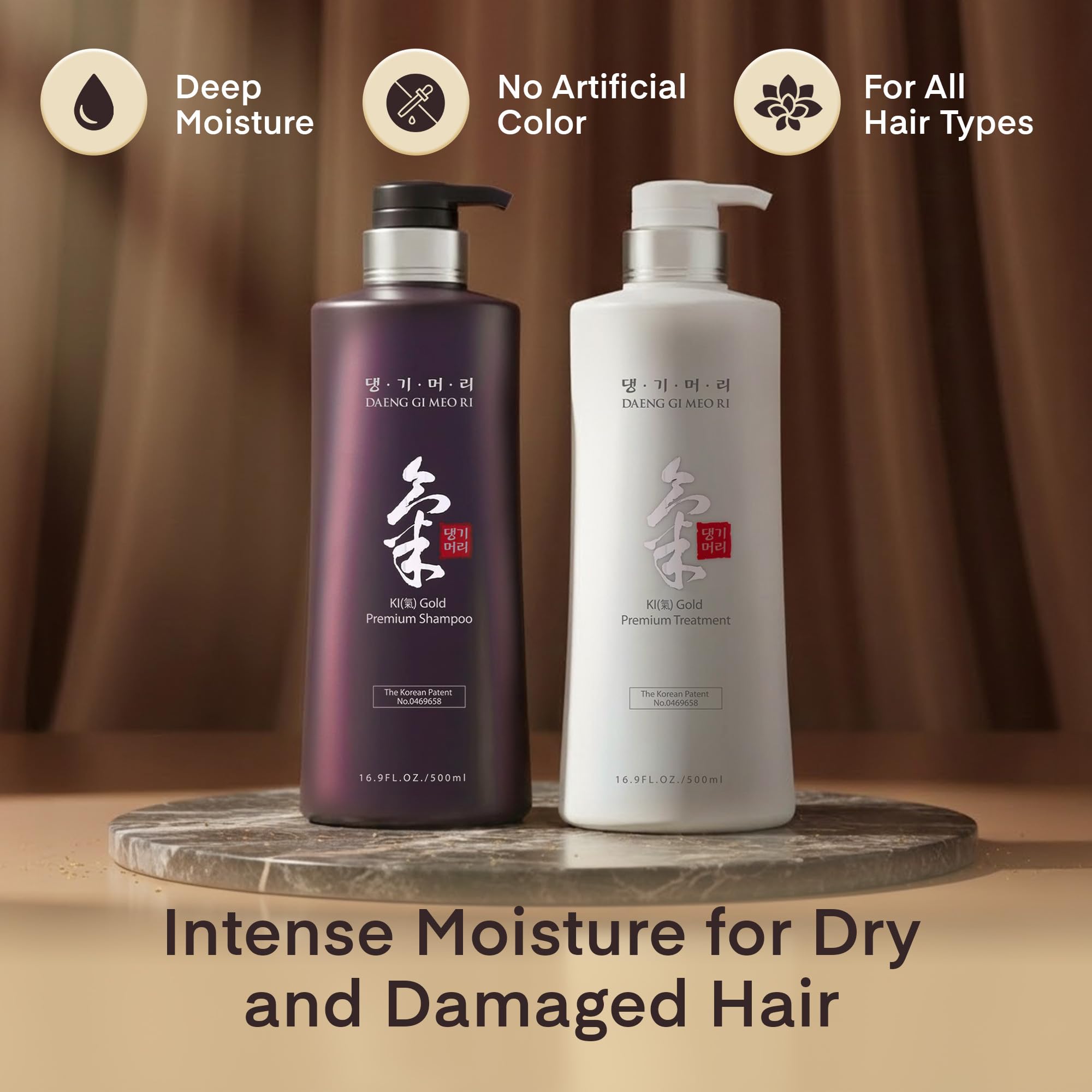 Daeng Gi Meo Ri Ki Gold keratin protects and smooths hair.
