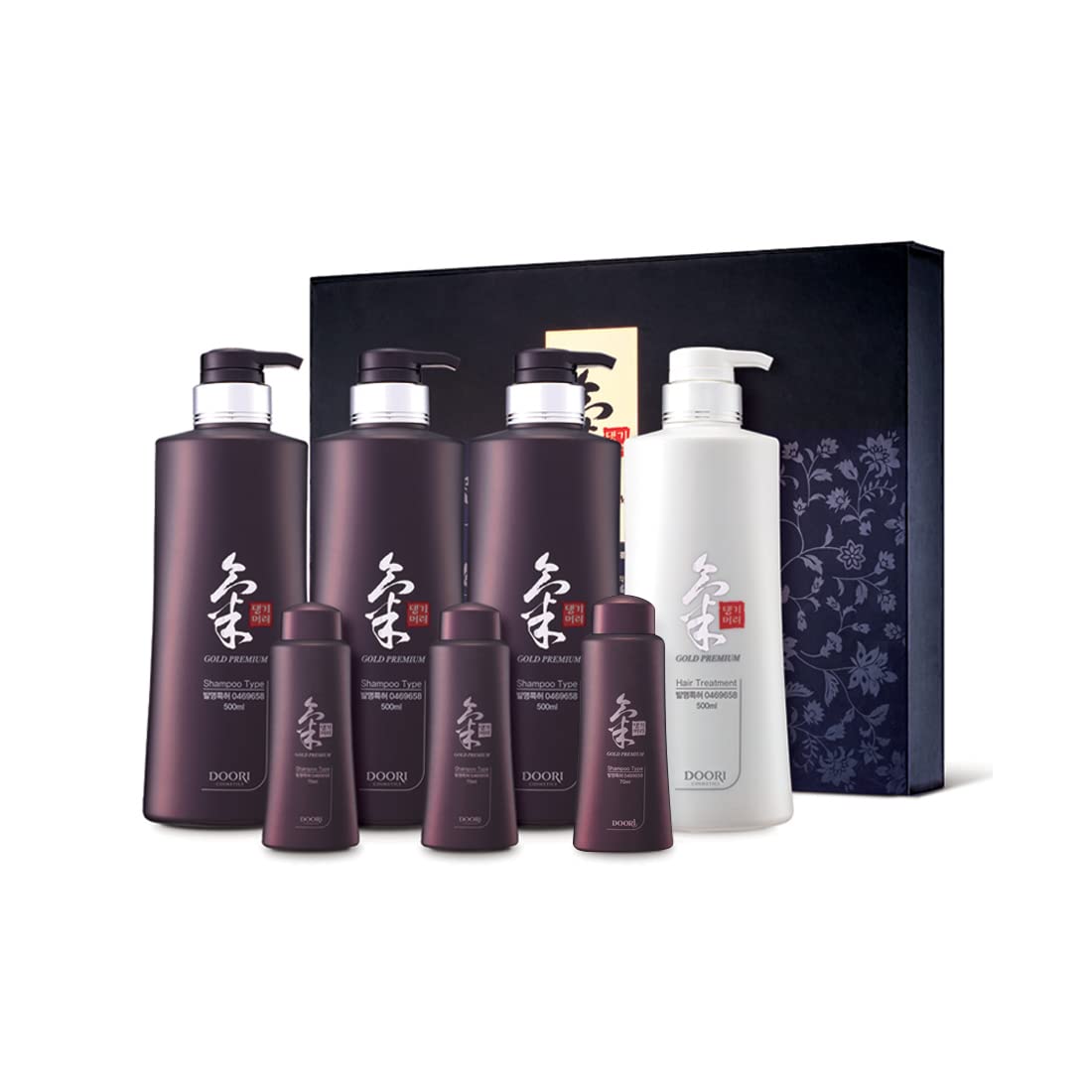 Daeng Gi Meo Ri Ki Gold Premium Set packaging box, premium Korean hair care.