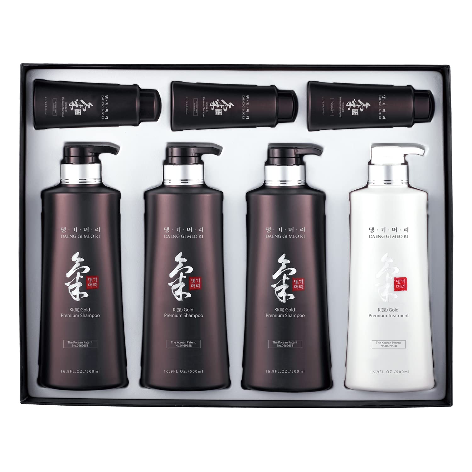 Daeng Gi Meo Ri Ki Gold Premium Set shampoo bottle showing moisturizing formula.