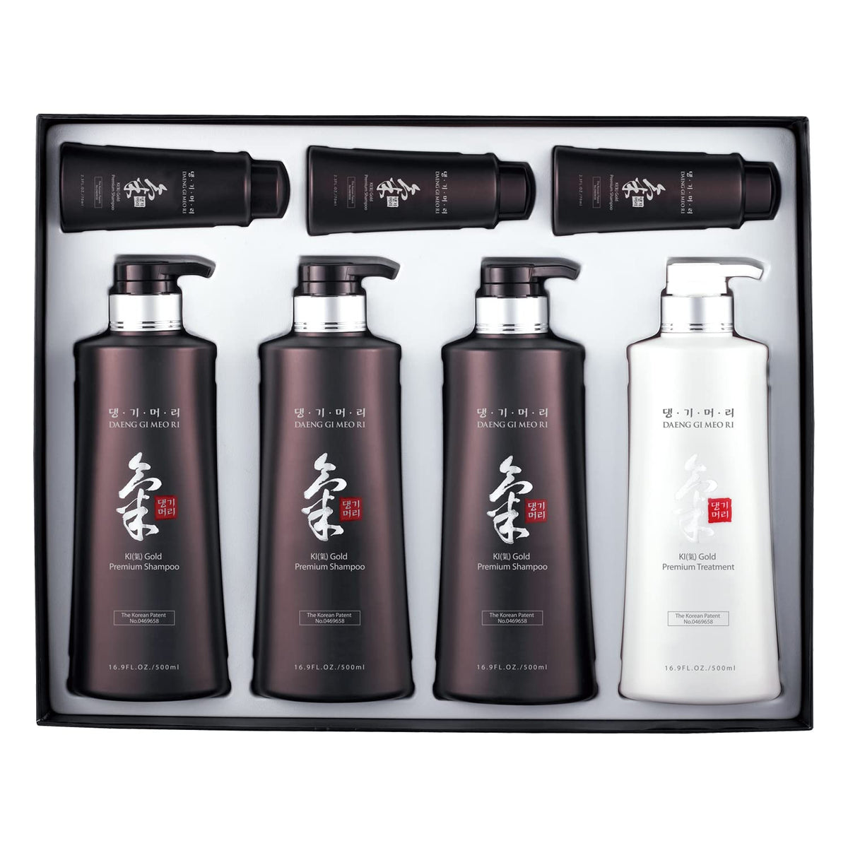 Daeng Gi Meo Ri Ki Gold Premium Set shampoo bottle showing moisturizing formula.