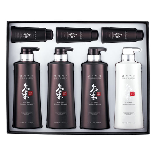 Daeng Gi Meo Ri Ki Gold Premium Set shampoo bottle showing moisturizing formula.