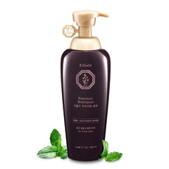 Daeng Gi Meo Ri Ki Gold Premium Shampoo bottle promoting scalp refreshment and hydration