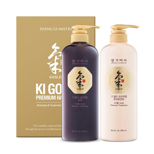 Daeng Gi Meo Ri Ki Gold shampoo bottle offering deep moisture for dry hair.