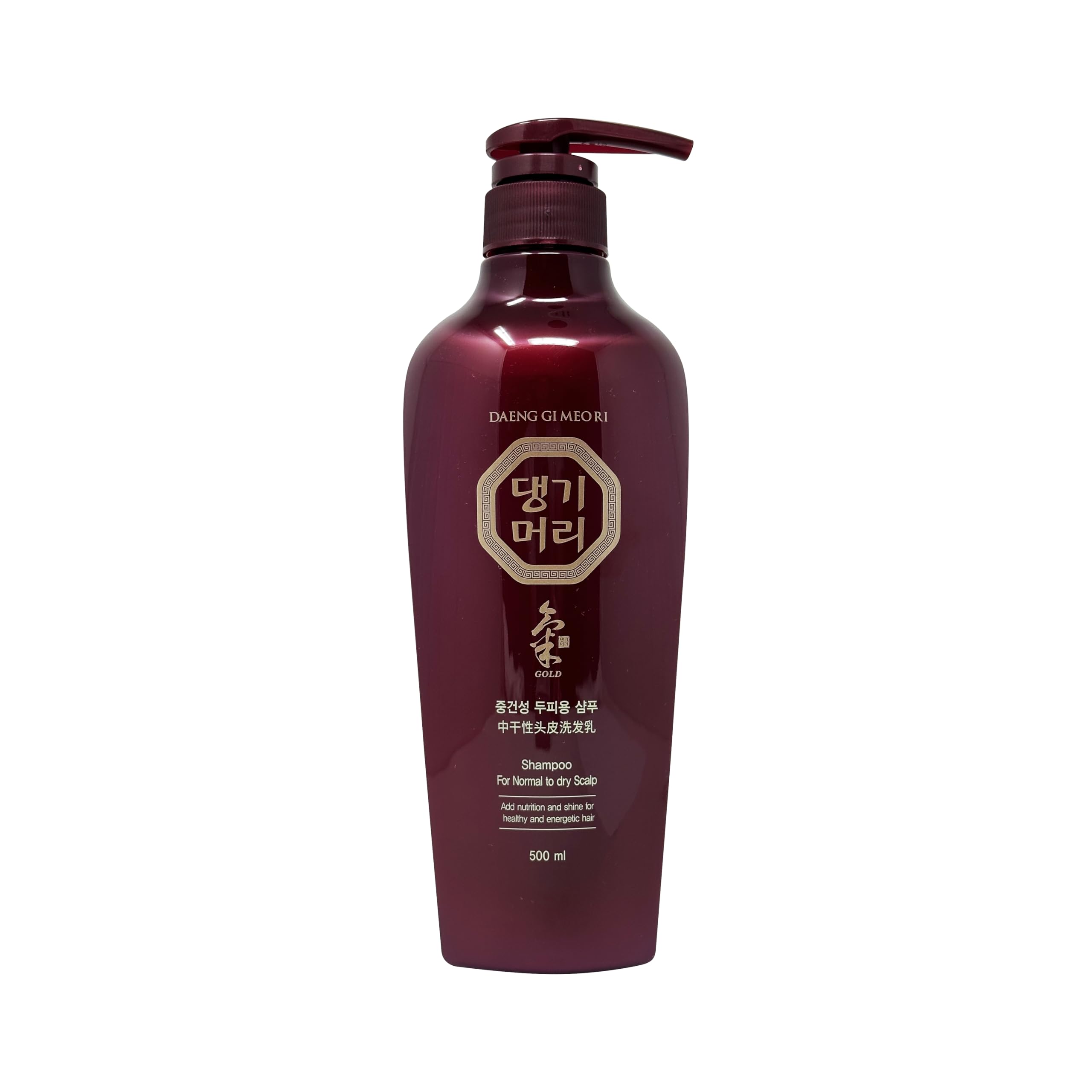 Daeng Gi Meo Ri shampoo bottle for normal to dry scalp delivering moisture and shine.